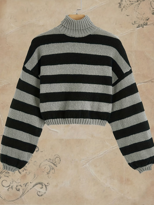 Y2K Striped Turtle Neck Sweater