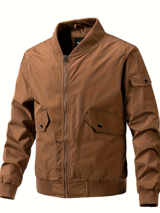 Men's Pocket Zipper Baseball Collar Thin Jacket Casual