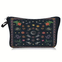 Vintage Moon Phase Pattern Storage Pouch Zipper Makeup Bag