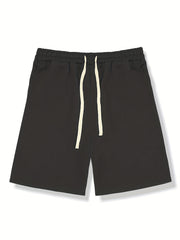 Solid Casual Stretch Graphic Drawstring Men's Shorts