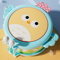 Kids' Green & Yellow Cartoon Drum with Drumsticks
