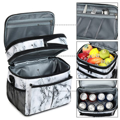 Marble Pattern Picnic Bag Large Capacity Insulation Bag