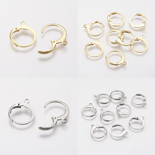 304 Stainless Steel Leverback Earrings 14.5x12x2mm