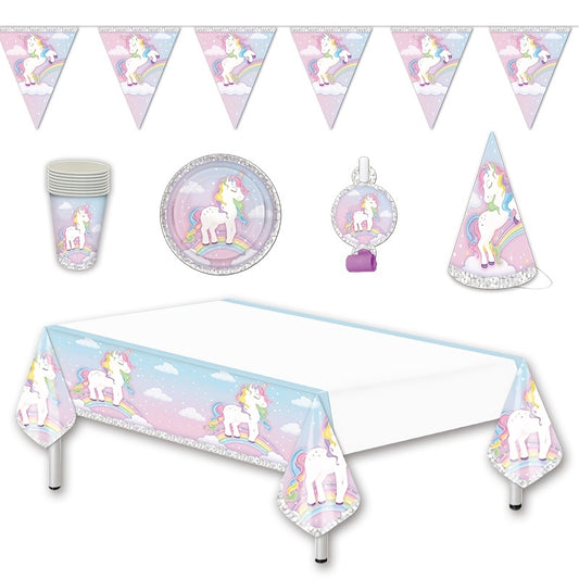 34 Piece Unicorn Tableware Set for Magical Birthday Parties