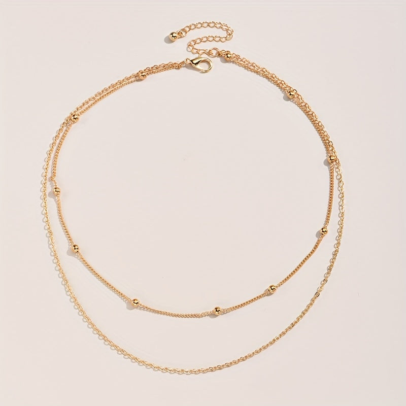 Double Layers Chain Necklace Clavicle Chain Set