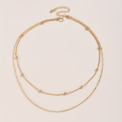 Double Layers Chain Necklace Clavicle Chain Set