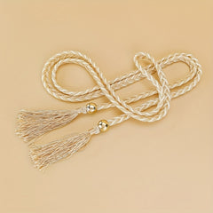 Women's Tassel Skinny Chain Belts Casual Dress Belts Woven Rope Belts