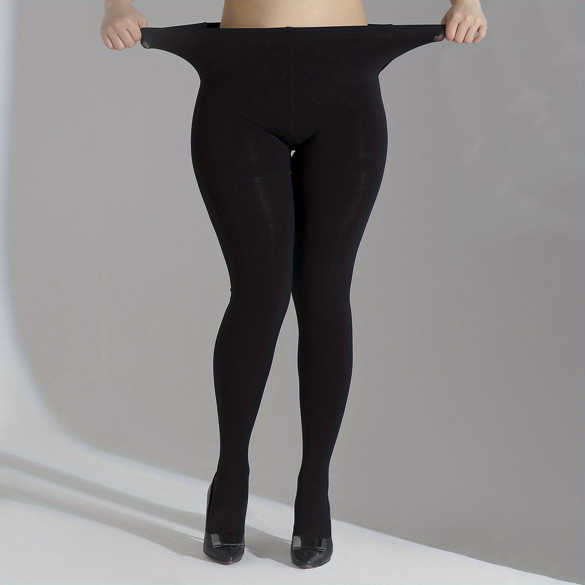  Solid High Rise Opaque Footed Tights