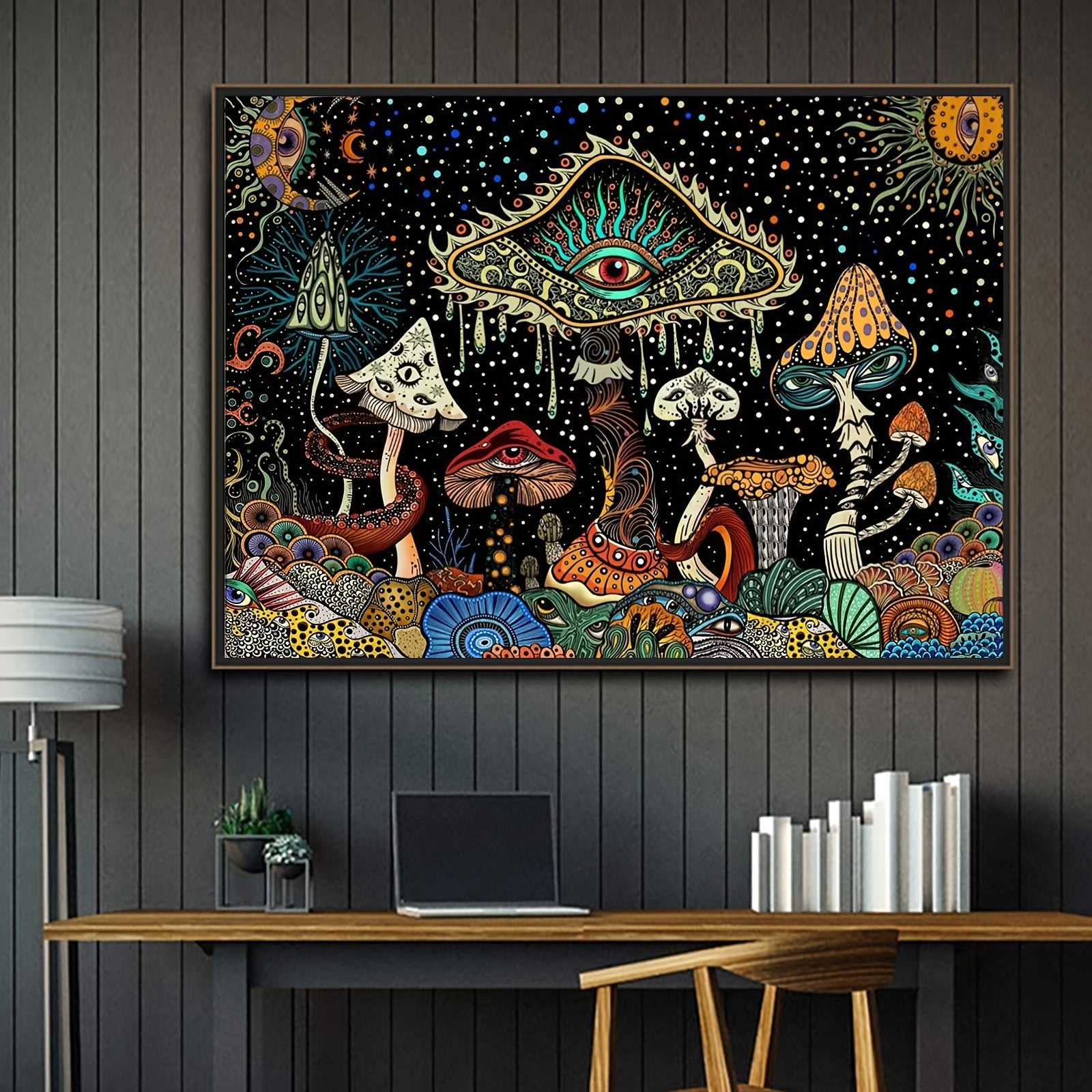 Moon Mushroom Eyes Diamond Painting Kit - Full Round Diamond Art Painting