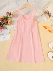 Toddler Girls Button Cotton Cami Dress for Party Beach Vacation