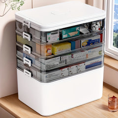 Large Capacity Medicine Organizer with Handle for Home & Travel Storage