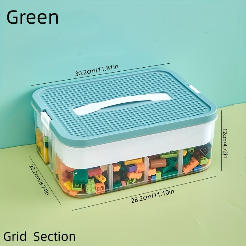 Building Blocks Storage Box with Baseplate Lid & Carrying Handle