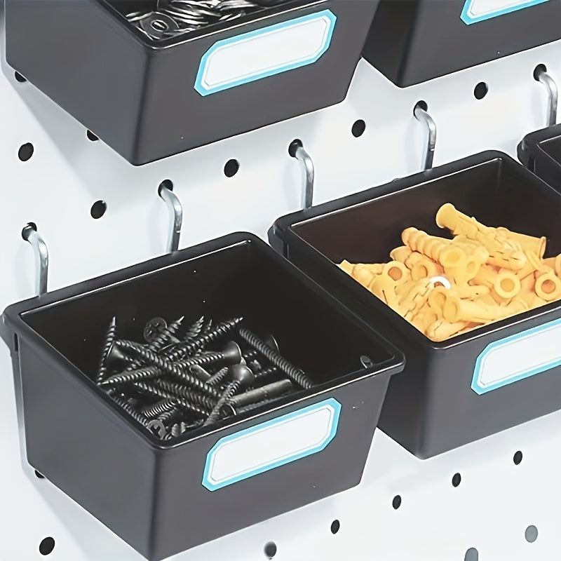 2pcs Stackable Pegboard Bins w/ Hooks Garage Storage Organizer