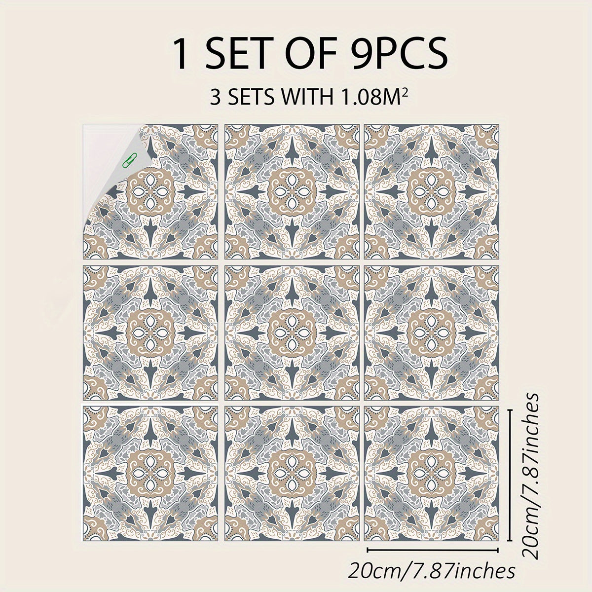 9pcs Bohemian Style Matte Waterproof Stickers Easy To Paste & Remove