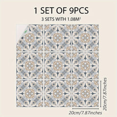 9pcs Bohemian Style Matte Waterproof Stickers Easy To Paste & Remove