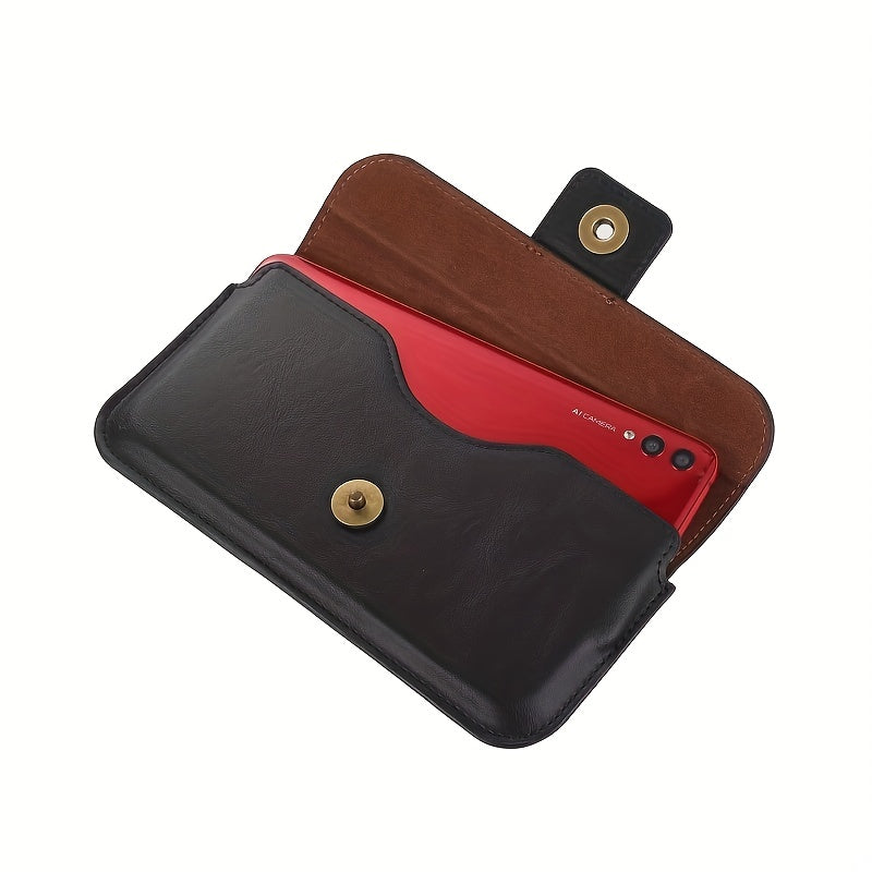 Men's Minimalist PU Leather Waist Bag Phone Key Bag