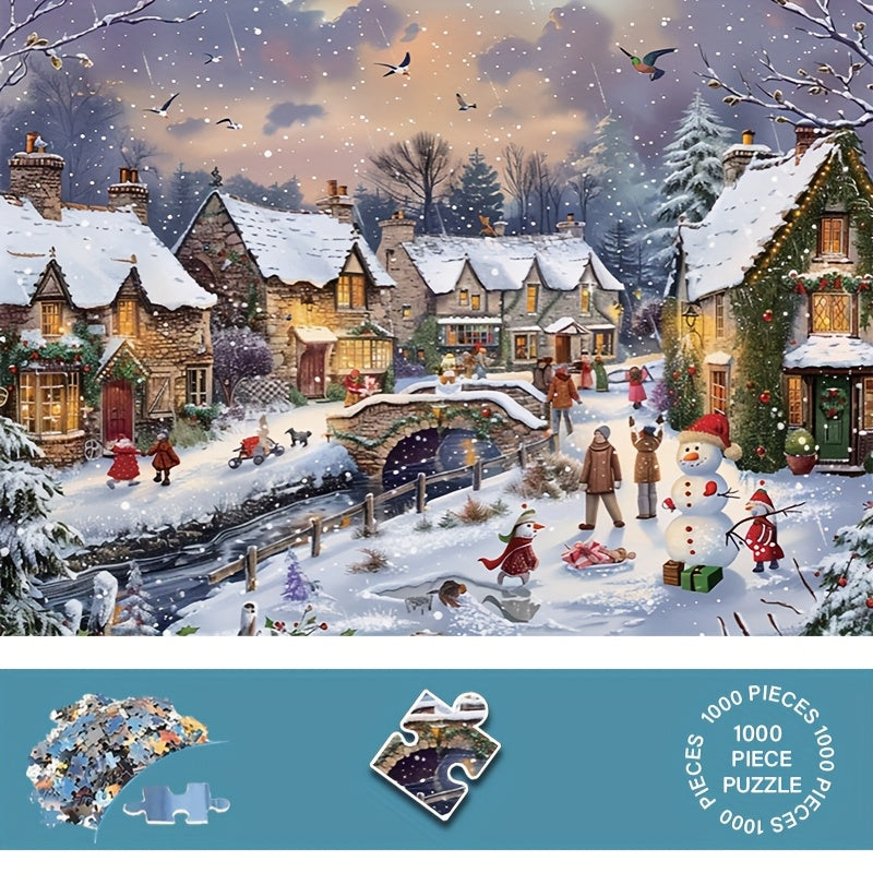 1000pcs Snowflakes and House Jigsaw Puzzle - Advanced Level