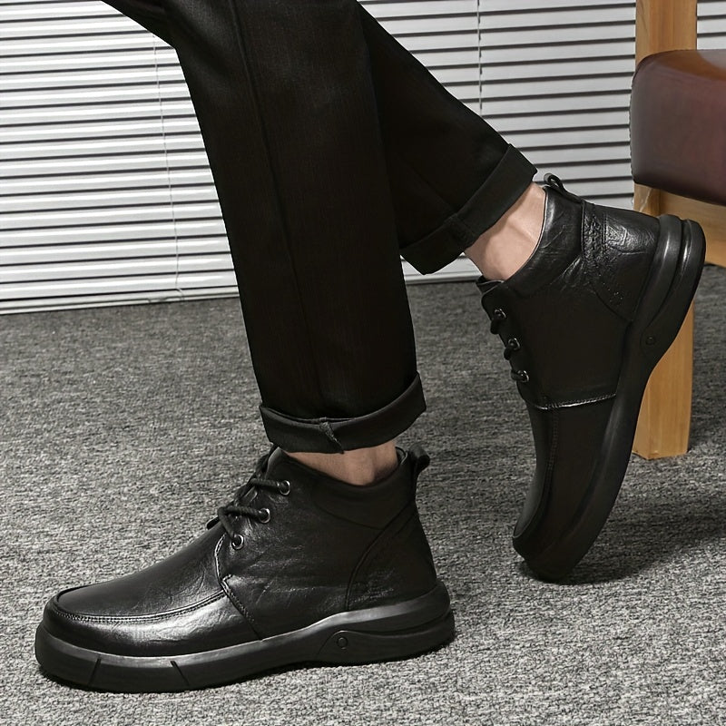 Men's Plush Warm Ankle Top Leather Chukka Boots