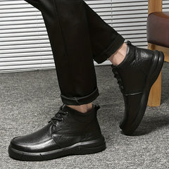 Men's Plush Warm Ankle Top Leather Chukka Boots