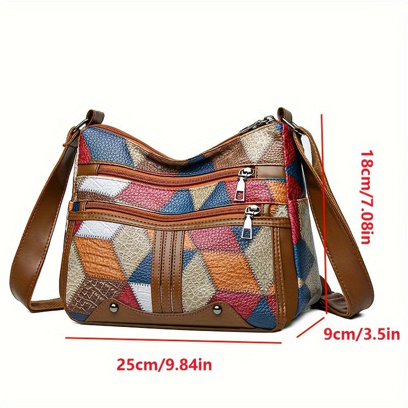 Geometric Pattern Crossbody Bag Lightweight Adjustable Strap