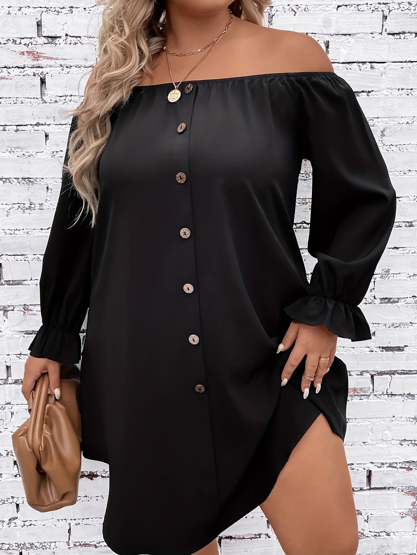  Casual Dress Off Shoulder Lantern Sleeve Dress