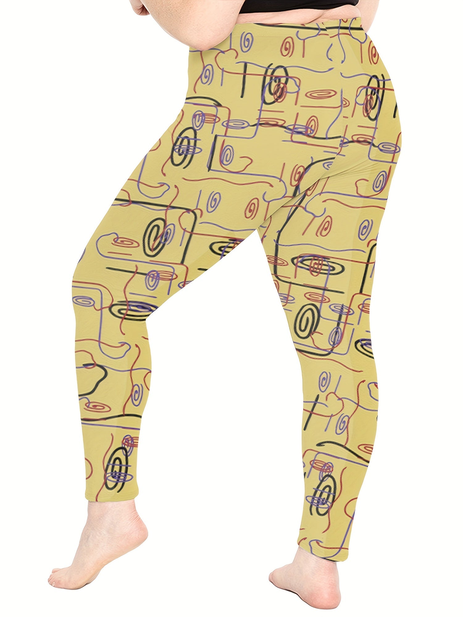  Abstract Print High Rise Sports Leggings