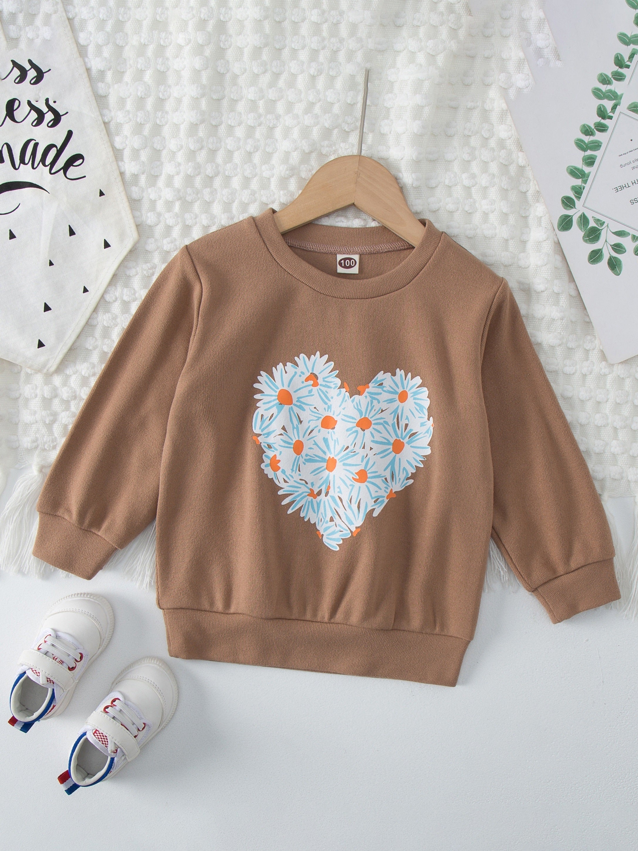 Butterfly Print Girls Crew Neck Top Long Sleeve Sweatshirt