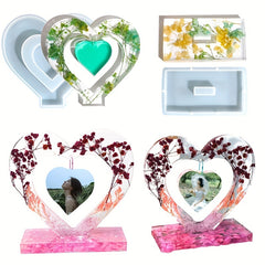 Heart Photo Frame Resin Silicone Mold Floral Art Crafts Home Decor
