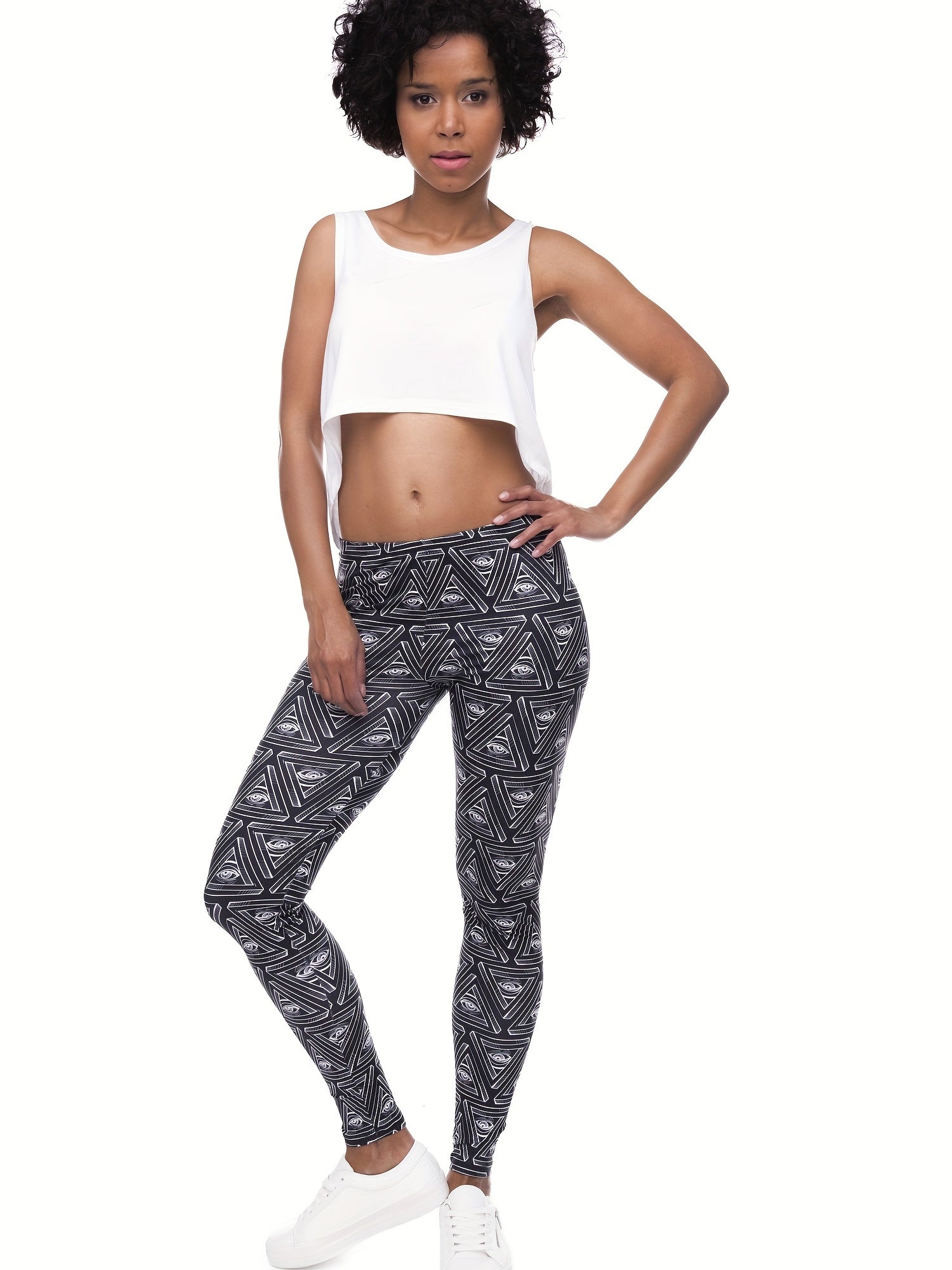 Boho Triangle Print Leggings High Waist Slim Long Length Leggings