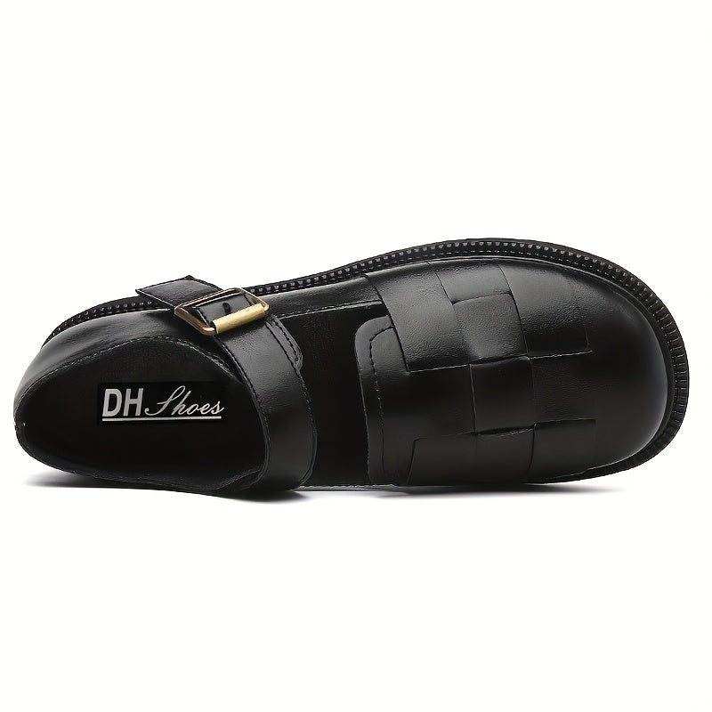 Women's British Style Loafers with Ankle Buckle Strap