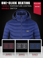 Men's Heated Hooded Jacket Lightweight Thermal Coat for Outdoor Activities