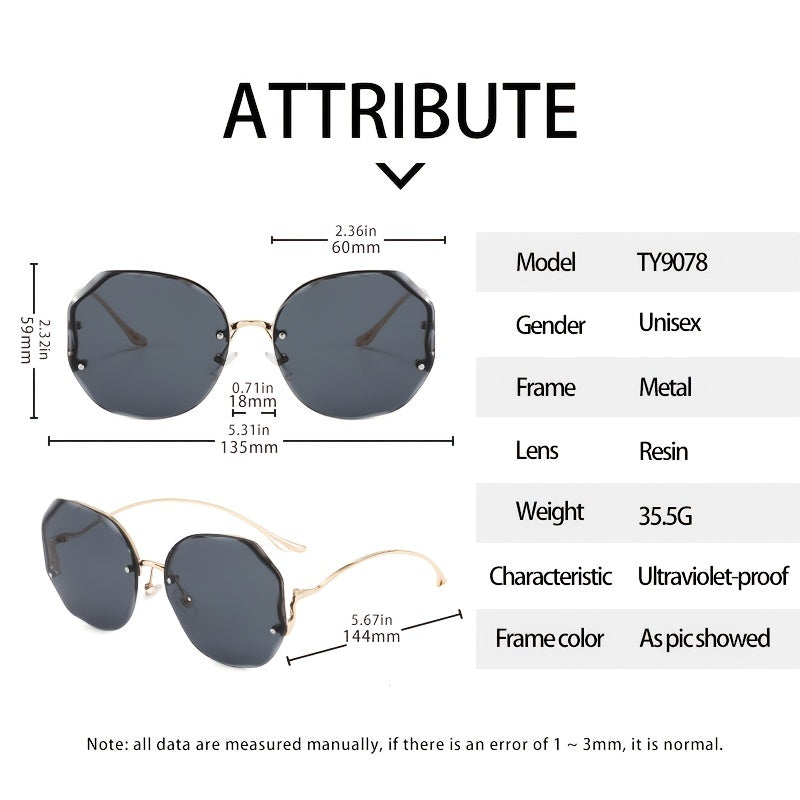 Oversized Gradient Rhinestone Polygon Sunglasses With Case