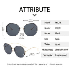 Oversized Gradient Rhinestone Polygon Sunglasses With Case