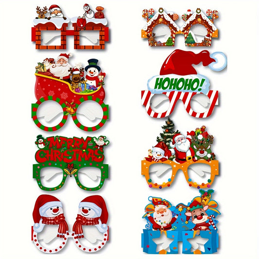 8pcs Christmas Paper Glasses Party Favors