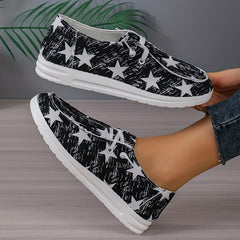 Women's Stars Pattern Flat Loafers Lace Up Lightweight Comfy Shoes