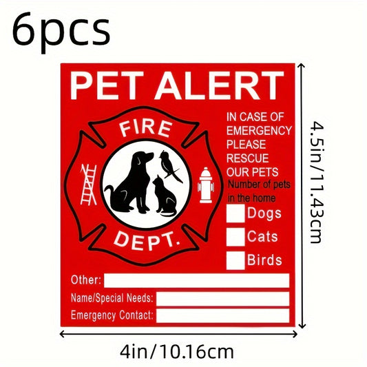 6pcs Emergency Siren And Pet Stickers - Save Our Pet Window Stickers