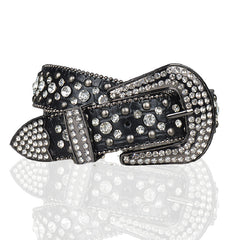 Women Punk Rhinestone Belt Studded Beaded Belt Hip Hop Wide Belt