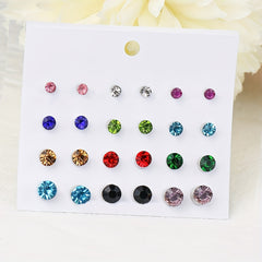 Heart Shaped Stud Earrings Set Multicolor Women Girls