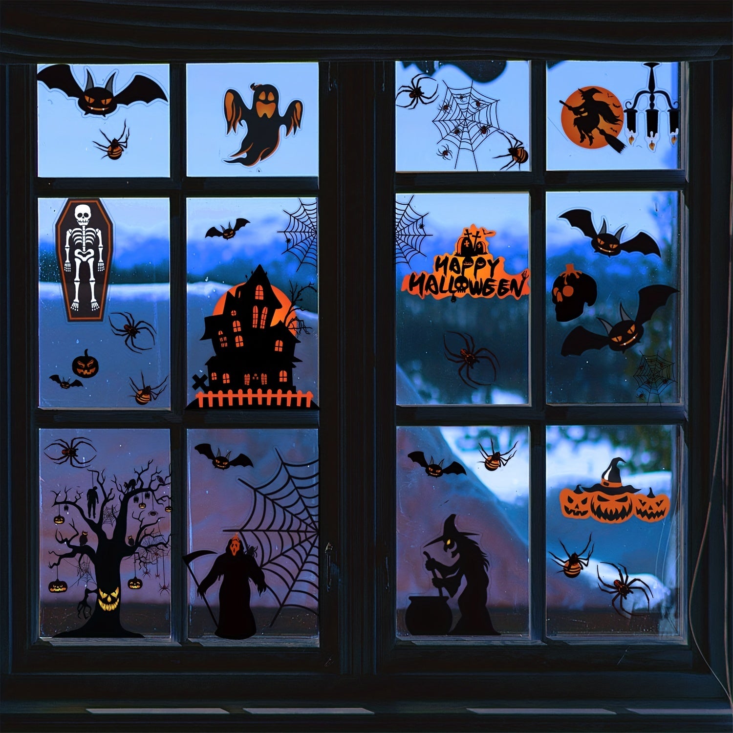 8pcs Halloween Window Clings Decals for Glass Window Decorations