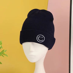 Smiling Face Ear Protection Knit Beanie Hat for Men and Women