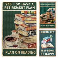 Drink Tea Read Books Be Happy Retro Metal Sign 8 12 Inch
