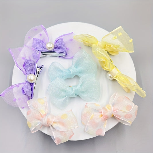 2pcs Baby Girls Mesh Bow Hair Clips Princess Headwear Hair Accessories