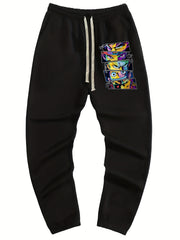 Anime Print Men's Drawstring Pocket Sweatpants Casual Jogger Pants
