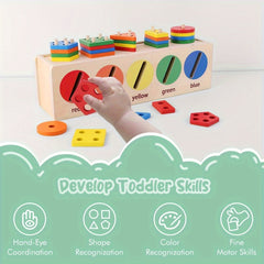 Wooden Shape Sorting Matching Box 12-18 Months Early Learning Toy