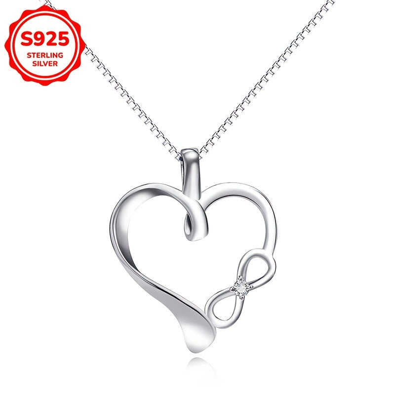 925 Silver Heart Pendant Necklace with Synthetic Zirconia August Birthstone