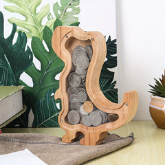 Kids Wooden Dinosaur Piggy Bank Personalized Coin Bank