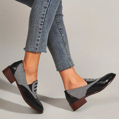 Women's Retro Brogues Low Heels Slip On Shoes