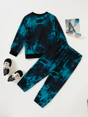 Boy's Soccer Allover Print 2pcs Sweatshirt & Sweatpants Set