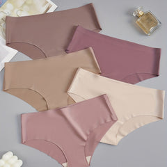 5pcs Seamless Solid Briefs Comfy & Stretchy Intimates Panties