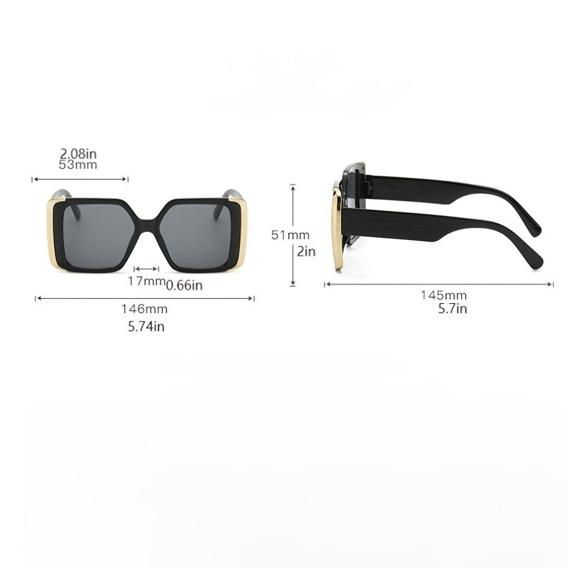 Golden Rimmed Oversize Irregular Square Sunglasses